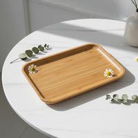 Plateau de service carré en bambou durable de qualité supérieure 3203031-26X16, résistant au lave-vaisselle, pour service à thé