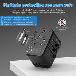 Adaptador de viaje Universal, enchufe GaN de 65W con enchufes UK/EU/AU/US, 3USB-C PD y 2USB-A QC internacional - Product Image 5