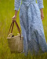 Sac de plage tissé vintage bohème pour femme avec deux poignées en feuilles de palmier brunes de haute qualité