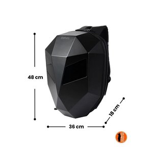 Mochila Inteligente LED Negra Grande ERKUGO con Soporte para Casco para Motociclistas # LEDBAG - Product Image 3
