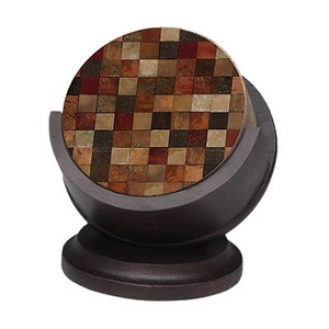 Exquisite Handmade Sample Natural <b>Wood</b> Coaster Set of 6 Pcs With Holder Unique Custom <b>Colour</b> Tea Cup Coasters at Wholesale - Product Image 3