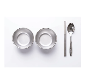 Bol en acier inoxydable avec cuillère Bol en acier écologique pour la soupe Bol pour nouilles de riz pour enfants Artisanat Prix supérieur - Product Image 1