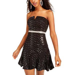 Abito da bambina City Studios con paillettes, senza spalline, modello A-line, vestibilità aderente e svasata, colore argento, taglia 13, vita naturale - Product Image 1