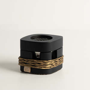 Modern Black <b>Wooden</b> Bakhoor <b>Burner</b> with Gold Wire Wrap Handmade Incense Holder with Metal Cup - Product Image 1