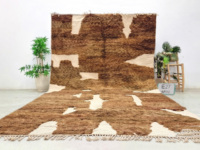 Tapis marocain de conception intérieure sur mesure Tapis fait à la main Tapis en laine brune Tapis berbère tufté de haute qualité Tapis au design moderne