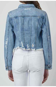 New Arrival Customized Latest Fashion Jean Jacket Wholesale Denim Jean Jacket Women Fashionable Yellow Denim jacket - Product Image 6