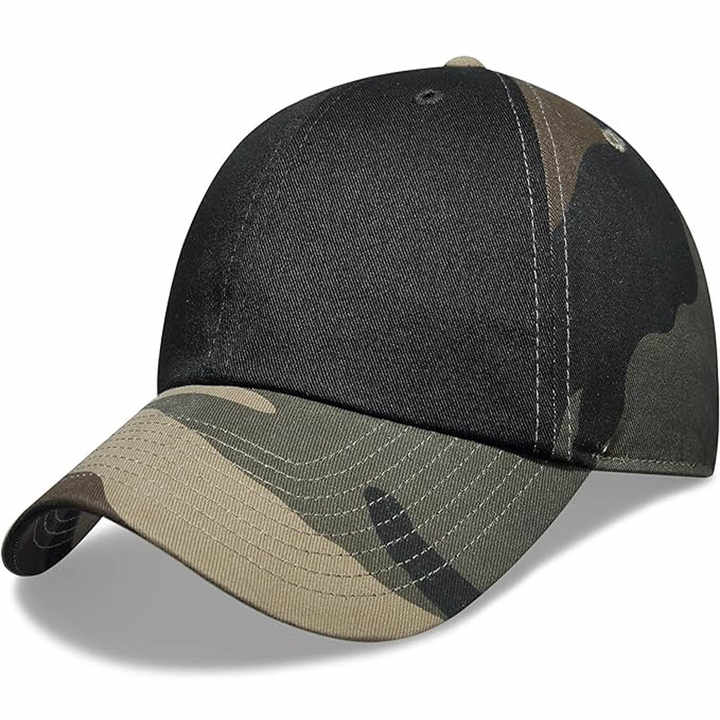 Pakistan Manufactory Men's Black 5-Panel Cotton Baseball Cap Cheap Blank Sports Promotional 6-Panel Hat