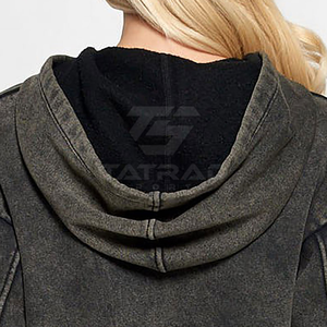 Ventes en gros de sweats à capuche imprimés sur mesure pour femmes, sweats à capuche courts d'automne, respirants, 100% coton, vêtements de rue - Product Image 5