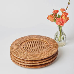 Handmade Hot Selling Round Rattan Wicker <b>Wedding</b> <b>Plates</b> Charger Vintage Serving Pad - Product Image 5