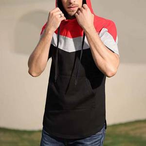 Hot Sale <b>Men's</b> Lightweight Longline Contrast Color Hooded Sweatshirts With Pockets Short Sleeve Hoodies <b>Men's</b> <b>Clothing</b> Basics - Product Image 6