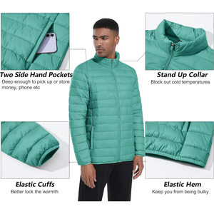 New Men's Winter Streetwear <b>Cotton</b> <b>Padded</b> Puffer Jacket Casual Zipper Front Logo Embroidery Bomber Coat - Product Image 5