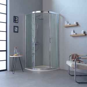 Cabine de douche semi-circulaire transparente moderne 80x80 avec profilés chromés, rideau de salle de bain minimaliste KORICINI Italie - Product Image 3