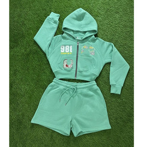 Custom Cropped Polyester/Cotton Men's hoodie Shorts <b>Sets</b> Printed Clothing <b>Knitted</b> Heavyweight Boxy Breathable <b>set</b> - Product Image 3