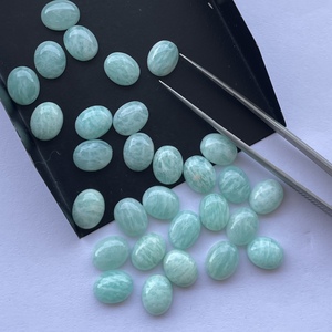 8mm 10mm Natural verde azul amazonita ovalada Lisa parte posterior plana cabujones sueltos ajuste semiprecioso fabricación de joyas collar anillo - Product Image 2