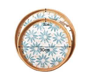 Tablero de mimbre y MDF con incrustaciones de perlas, nuevo diseño, bandeja de servicio de alta calidad - Product Image 6