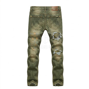 Jean déchiré moderne pour homme, coupe slim, style délavé unique, idéal pour le streetwear et les tenues quotidiennes - Product Image 2