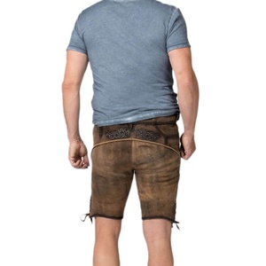 Auténticos Pantalones Cortos Lederhosen de Cuero de Ante Vacuno Personalizados, Prendas Tradicionales Bávaras Hechas de Lona con Patrón Sólido - Product Image 4