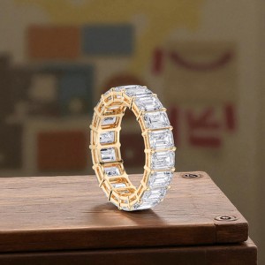 10,00 quilates Eternity Band Ring Moissanite Emerald Cut Diamond 10K 14K 18K Oro sólido - Product Image 4