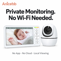 Anicebb Moniteur Bébé Sans WiFi 5 Pouces Caméra 720P Batterie 5000mAh Zoom 4X Panoramique et Inclinaison Vision Nocturne Audio Bidirectionnel pour l'Amérique du Nord