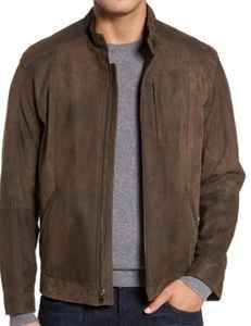 Veste en cuir de daim de haute qualité pour hommes, coupe ajustée, multi-poches, style bombardier personnalisé avec logo personnalisé, mode hivernale - Product Image 5