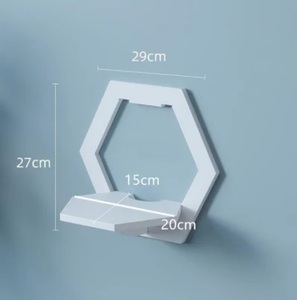 Estante de pared organizador de madera Hexagonal de la mejor calidad, con acabado blanco utilizado para soporte de exhibición de pared de cabecera, soporte de maceta, 5 uds. - Product Image 2