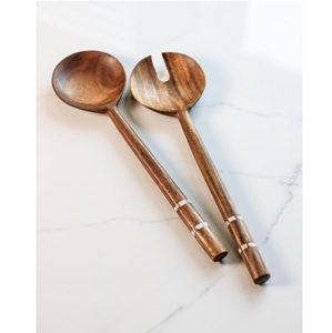 Juego de servidor de ensalada de madera de mango de esmalte negro elegante hogar restaurante vajilla decoración cubiertos para bodas - Product Image 6