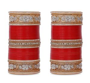 Juego de Brazaletes Nupciales, Chura Kundan, Diseño Exclusivo de Moda, Brazaletes de Boda, Última Joyería 2023 para Mujer - Product Image 2