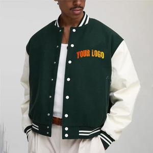 Nouveau arrivé 2025 100% veste d'université en laine de coton pour hommes couleur bloc lourd surdimensionné confortable homme varsity veste - Product Image 5