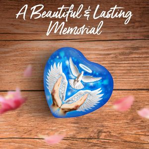 Petite urne bleue pour cendres-Urne souvenir coeur bleu avec ailes d'ange-Urnes d'oiseaux pour cendres petite avec boîte et sac-Honor - Product Image 6