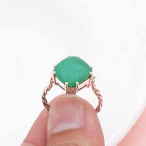 Vente en gros de bague torsadée en pierre précieuse onyx vert naturel 925 bijoux pour femmes en argent sterling massif faits à la main pour les mariages - Product Image 6