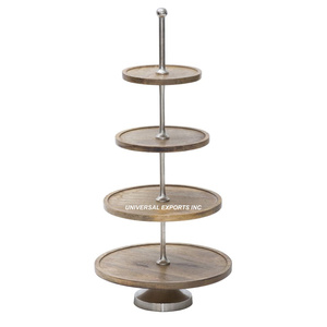 Soporte de pastel de madera de madreperla Soporte de postre de mesa de forma redonda Soporte de pastel de madera de calidad premium - Product Image 2