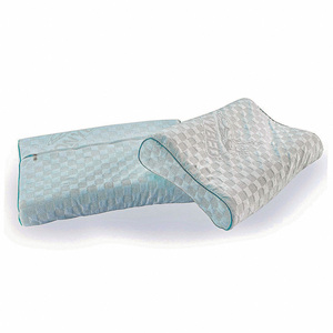 Almohada de cama Premium con núcleo de espuma viscoelástica de látex ergonómico cubierta de tela fresca y soporte de cuello cervical con patrón geométrico - Product Image 2