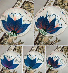 Sombreros Cónicos de Bambú Únicos, Hechos a Mano con Pintura Artística y Bordado, Sombrero de Hoja de Palma, Festivales Culturales, Sombrero Cónico Vietnamita - Product Image 1