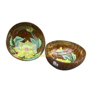 Top à la mode écologique de haute qualité laque noix de coco bol motif floral Style de luxe poli Technique bols en gros - Product Image 5