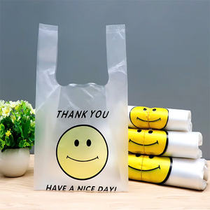 Bolsas de compras de alimentos de plástico HDPE/LDPE impresas personalizadas con logotipo para uso en supermercados manipulación de superficies de impresión por huecograbado - Product Image 1