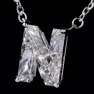 Visage argent bijoux fins pendentifs et breloques en laboratoire HPHT diamant cultivé DEF VVS VS N lettre pour unisexe IGI certificat or/argent - Product Image 1