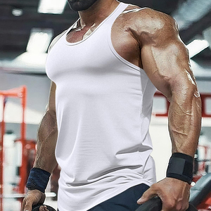 Top Trendy transpirable Casual personalizado verano poliéster tela entrenamiento gimnasio hombres camiseta sin mangas al por mayor - Product Image 4