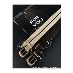 Ceinture à boucle pont pour femme, pour pantalon, veste, robe, chemise - Marron-Beige - Product Image 1