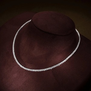 Collar de Cadena de Tenis con Moissanita Redonda de Corte Brillante de 3 mm de Primera Calidad con Colgante de Plata 925 para Mujer al Mejor Precio - Product Image 2