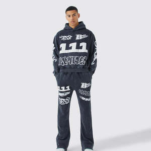 Custom Branded Men's Winter Casual <b>Maternity</b> Jogger Tracksuit Set with Baggy Flared Sweatpants and <b>Hoodie</b> - Product Image 6