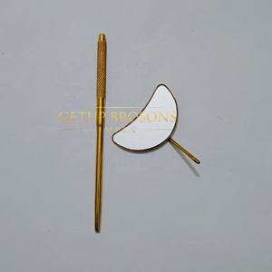 Nuevo estilo de espejo de acero inoxidable con logotipo personalizado, iluminado, de un solo bolsillo, para extensión de pestañas, diseño de luna, agarre de diamante, oro plasma. - Product Image 2