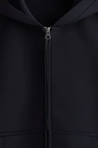 Men's Black Hooded Zip Up Sweatshirt Regular Fit Solid Colour Casual Fleece <b>Hoodie</b> With Front Pockets Autumn Wear 2027 - Product Image 5