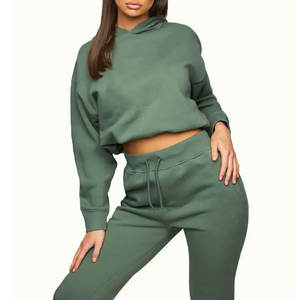 Hot Custom Casual Solid <b>Drop</b> Shoulder Fashionable Workout Breathable Eco-Friendly Elasticated Waist Sexy Pullover Hoodie - Product Image 2