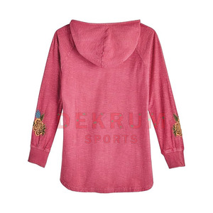 Sudaderas con capucha bordadas de manga larga para mujer, transpirables, fáciles de moda para adultos, último diseño, sudaderas con capucha bordadas para mujer - Product Image 2
