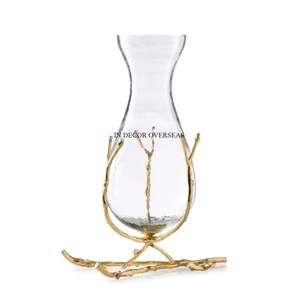 Prime Quality Clear Glass Cylinder Shape Flower Vase With Heavy Duty Metal <b>Gold</b> Plated Floral Designer Base <b>And</b> <b>Frame</b> From India - Product Image 2