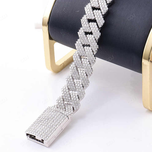 CustomDiamJewel S925 plata esterlina VVS Moissanite diamante 20mm 8 pulgadas Hip Hop Iced Cuban Link pulsera Estilo clásico - Product Image 4