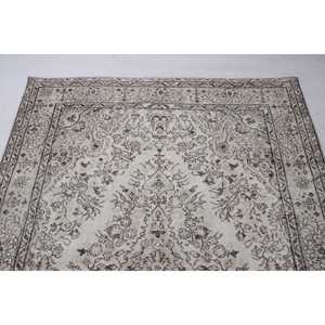 5.2x9.3 ft Rug, Turkish Vintage Rug, <b>Brown</b> Gray Polka dot <b>Wool</b> Rug - Product Image 5