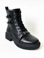 Bottes en cuir à fermeture éclair latérale pour l'hiver, doublure en microfibre et coton, pour agents de sécurité - Grande Vente