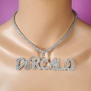 จี้เพชรที่ปลูกในแล็บแบบกำหนดเองพร้อม40 tcw VVS ความชัดเจนและโซ่เทนนิสน้ำแข็ง-เครื่องประดับออกแบบพิเศษ - Product Image 4