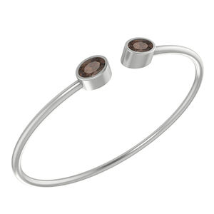 Bracelet en argent sterling 925 avec pierre précieuse, deux formes ovales et sertissage en bézel, tendance unisexe, finition haut de gamme - Product Image 1